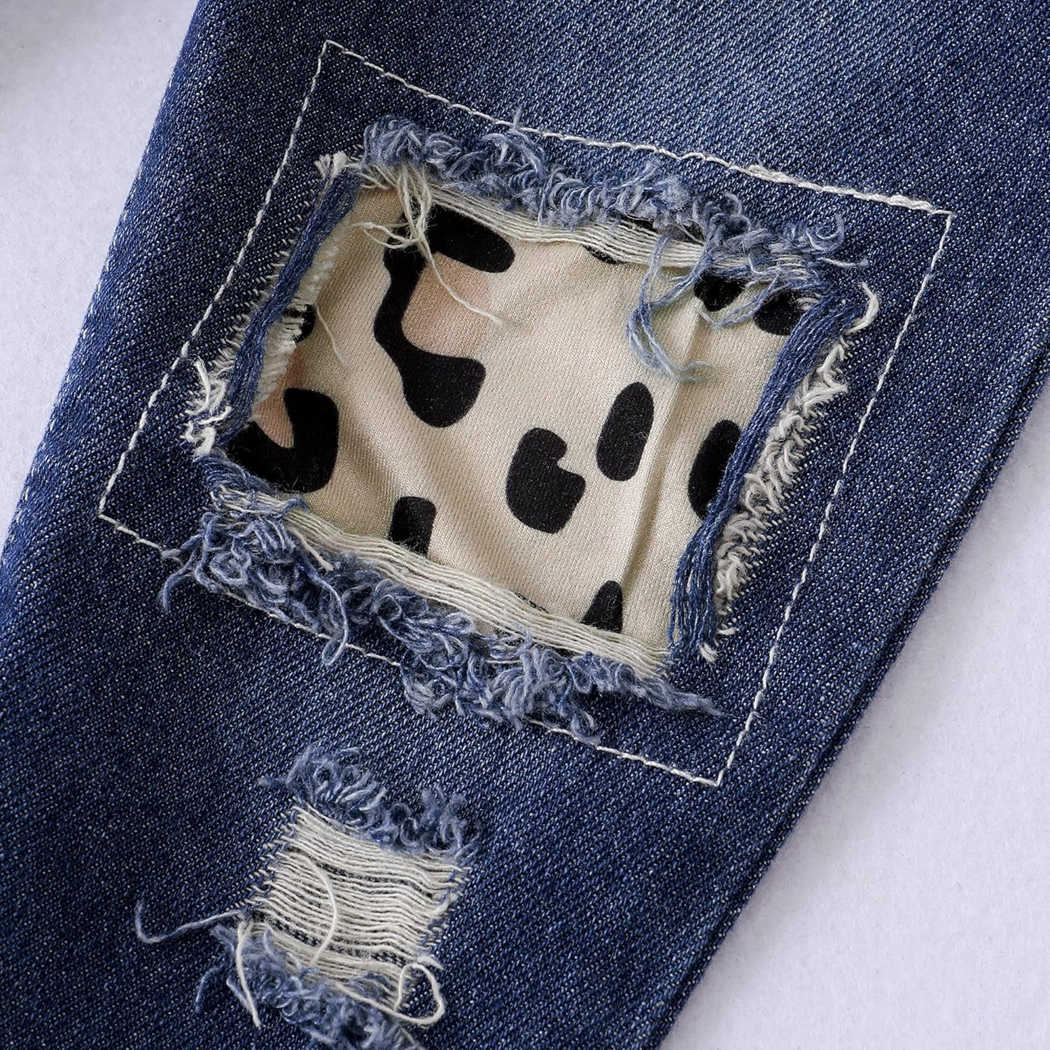 Infant Toddler Baby Girl Clothes Denim Jeans Outfits 2PCS Ruffle Floral Top + Ripped Denim Girls Pants Set 6M-4T