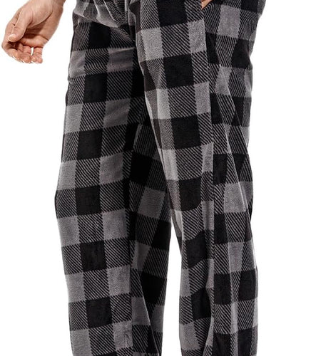 1Pack or 3Pack Mens PJ Pajama Pants Bottoms Fleece Lounge Pants Sleepwear Plaid Pjs with Pockets Microfleece