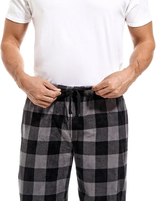 Load image into Gallery viewer, 1Pack or 3Pack Mens PJ Pajama Pants Bottoms Fleece Lounge Pants Sleepwear Plaid Pjs with Pockets Microfleece
