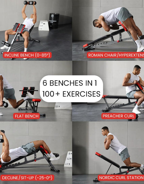 Load image into Gallery viewer, Multi-Functional FID Weight Bench for Full All-In-One Body Workout – Hyper Back Extension, Roman Chair, Adjustable Ab Sit up Bench, Incline Decline Bench, Flat Bench
