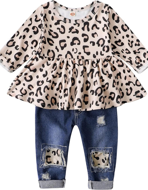 Load image into Gallery viewer, Infant Toddler Baby Girl Clothes Denim Jeans Outfits 2PCS Ruffle Floral Top + Ripped Denim Girls Pants Set 6M-4T
