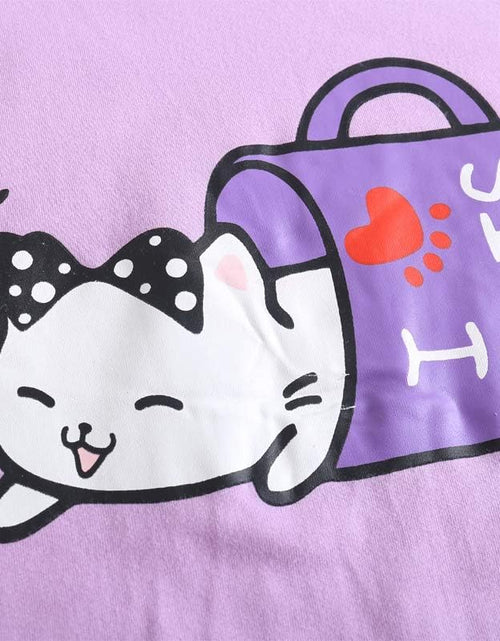 Load image into Gallery viewer, Young Girls Pajama Cute Cat Pattern Nighty Comfy Shorts Cotton Sleepwear
