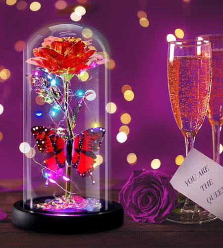 Galaxy Flowers Rose Birthday Gift for Women Mom Grandma, Enchanted Infinity Rose in Glass Dome, Valentines Rose Gifts for Valentine'S Day Mother'S Day Anniversary Wedding